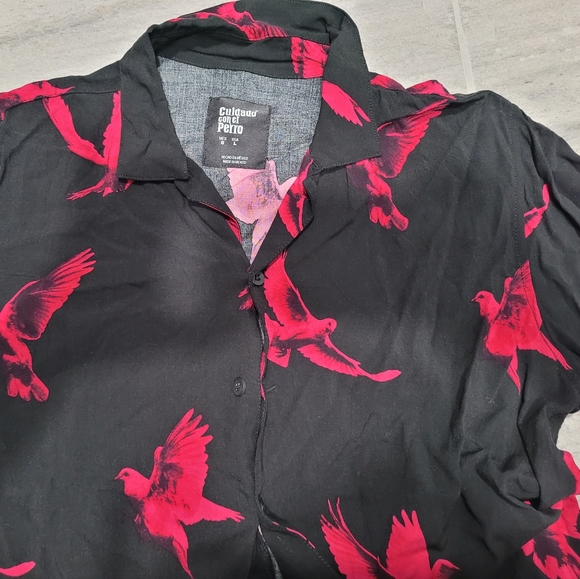 Men's Cuidado con el Perro Button up short sleeve, 🔥 design, excellent! - Picture 3 of 4